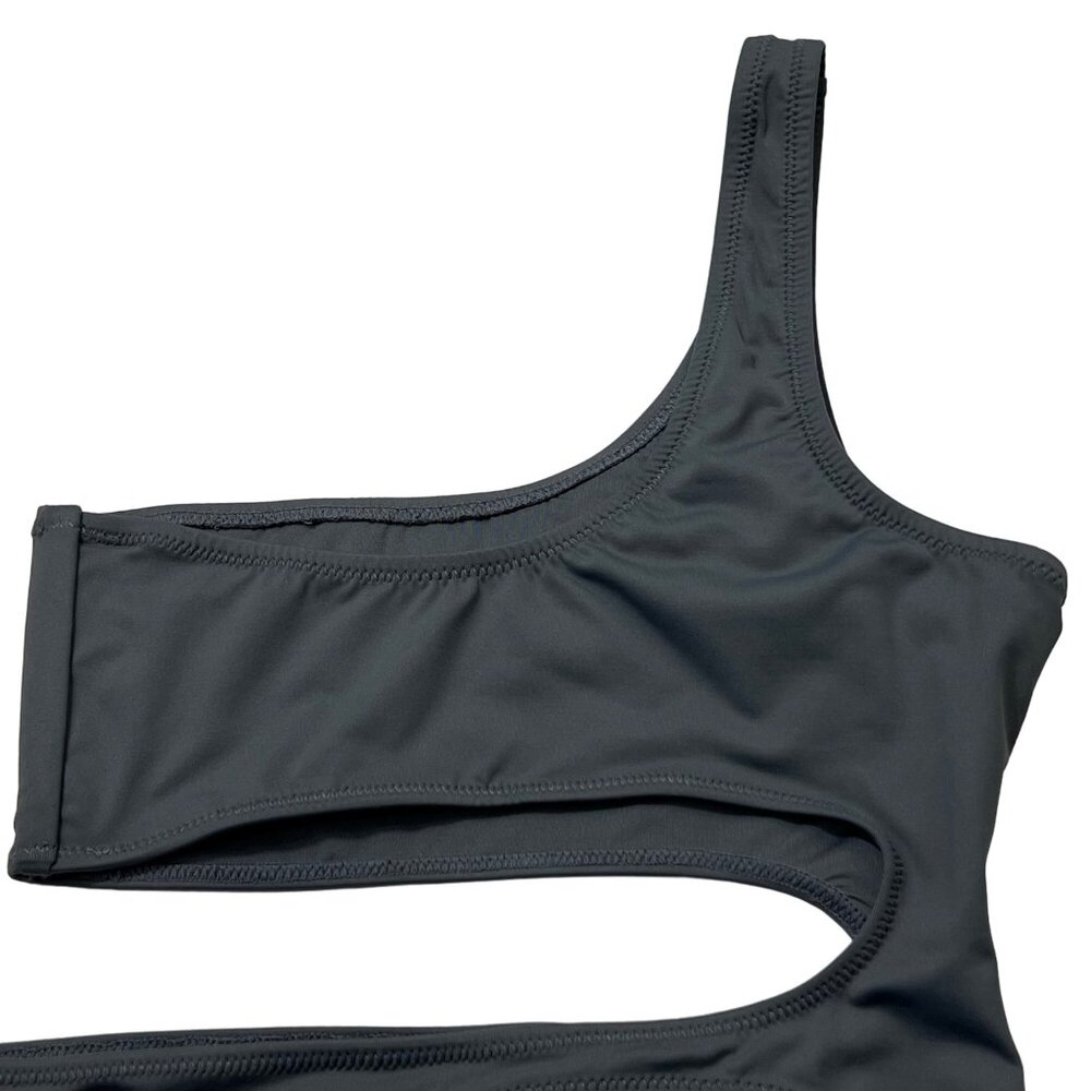 SKIMS Swim One Shoulder Monokini Gunmetal Womens XS - Picture 7 of 12